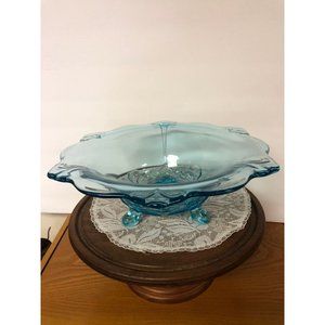 Indiana Bowl Blue Double Fleur De Lis Tiara Three Footed Depression